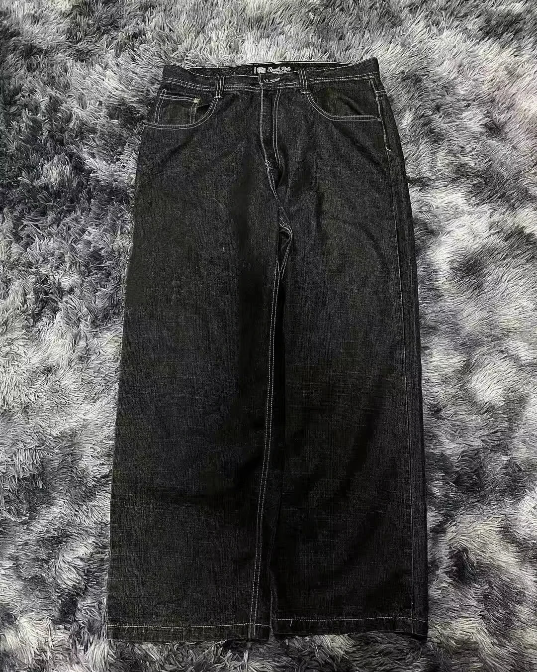 2025 Y2K Baggy Wide - Leg Black Jeans – Oversized Vintage Streetwear - Lia_Store