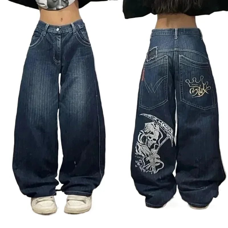 2025 Y2K Baggy Wide - Leg Black Jeans – Oversized Vintage Streetwear - Lia_Store
