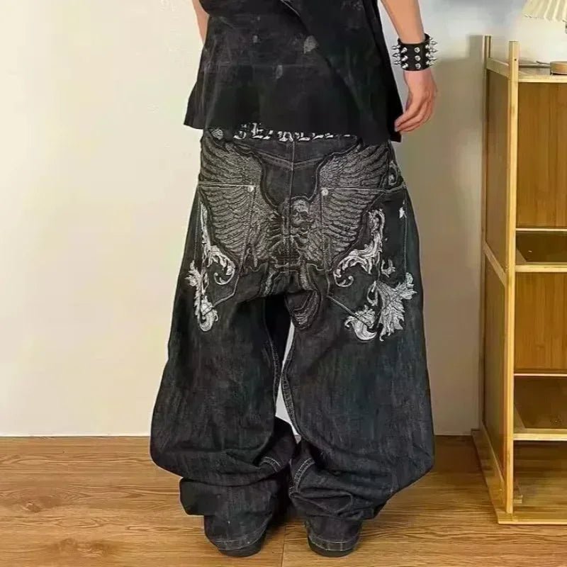 2025 Y2K Baggy Wide - Leg Black Jeans – Oversized Vintage Streetwear - Lia_Store