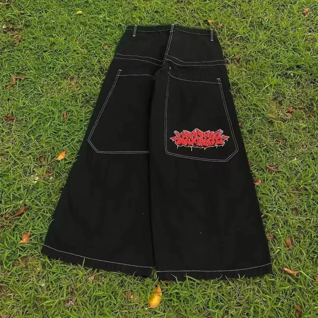 2025 Y2K Baggy Wide - Leg Black Jeans – Oversized Vintage Streetwear - Lia_Store