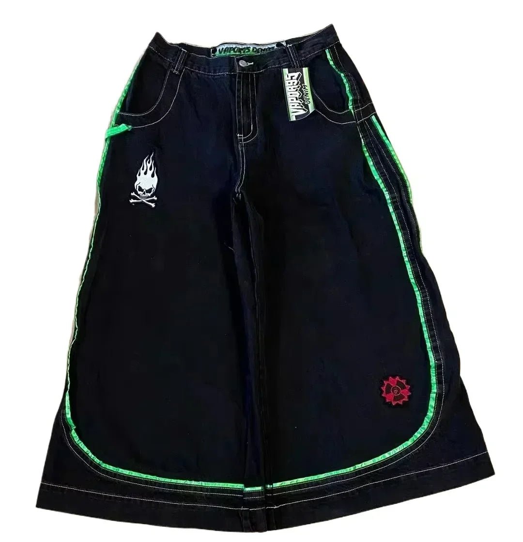 2025 Y2K Baggy Wide - Leg Black Jeans – Oversized Vintage Streetwear - Lia_Store