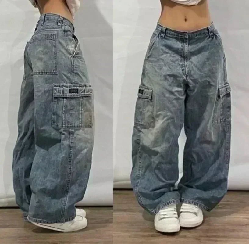 2025 Y2K Baggy Wide - Leg Black Jeans – Oversized Vintage Streetwear - Lia_Store