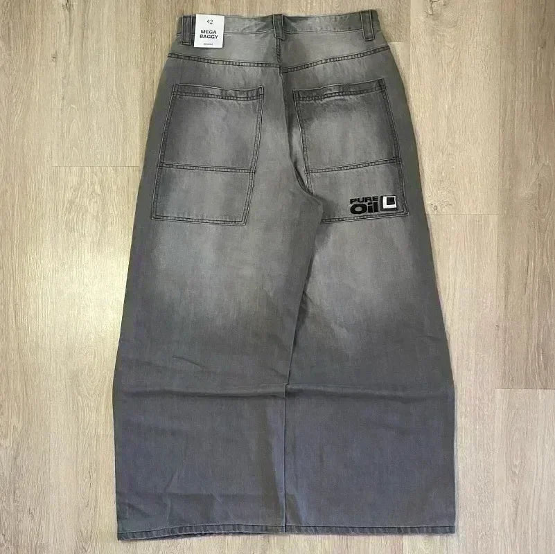 2025 Y2K Baggy Wide - Leg Black Jeans – Oversized Vintage Streetwear - Lia_Store