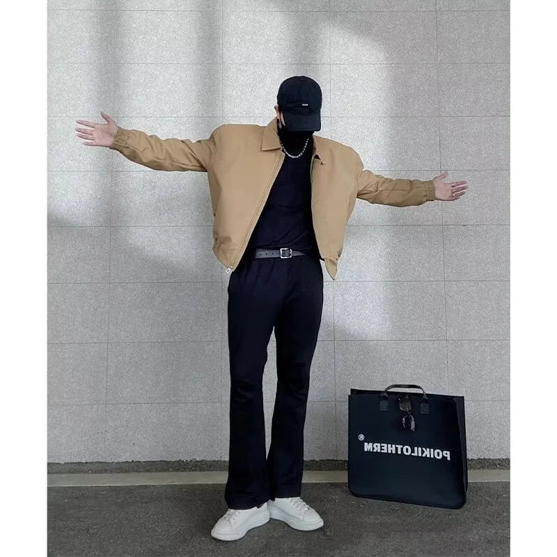 Men’s Casual Biker Blazer – Padded Shoulder Autumn Jacket