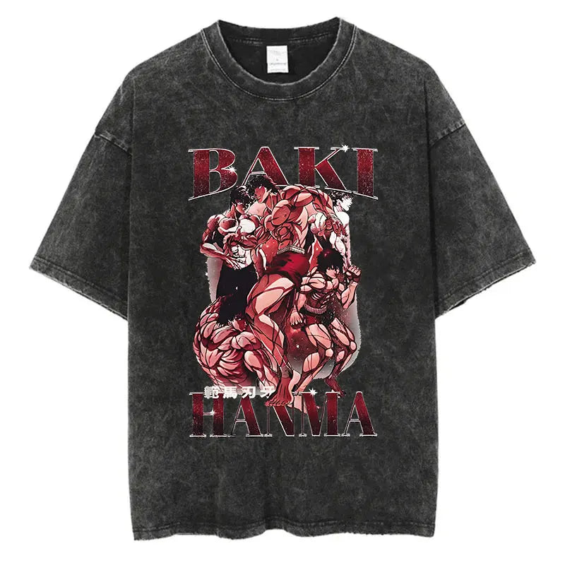 Anime Baki Haman T-Shirt – Men’s Harajuku Vintage 100% Cotton Oversize Tee