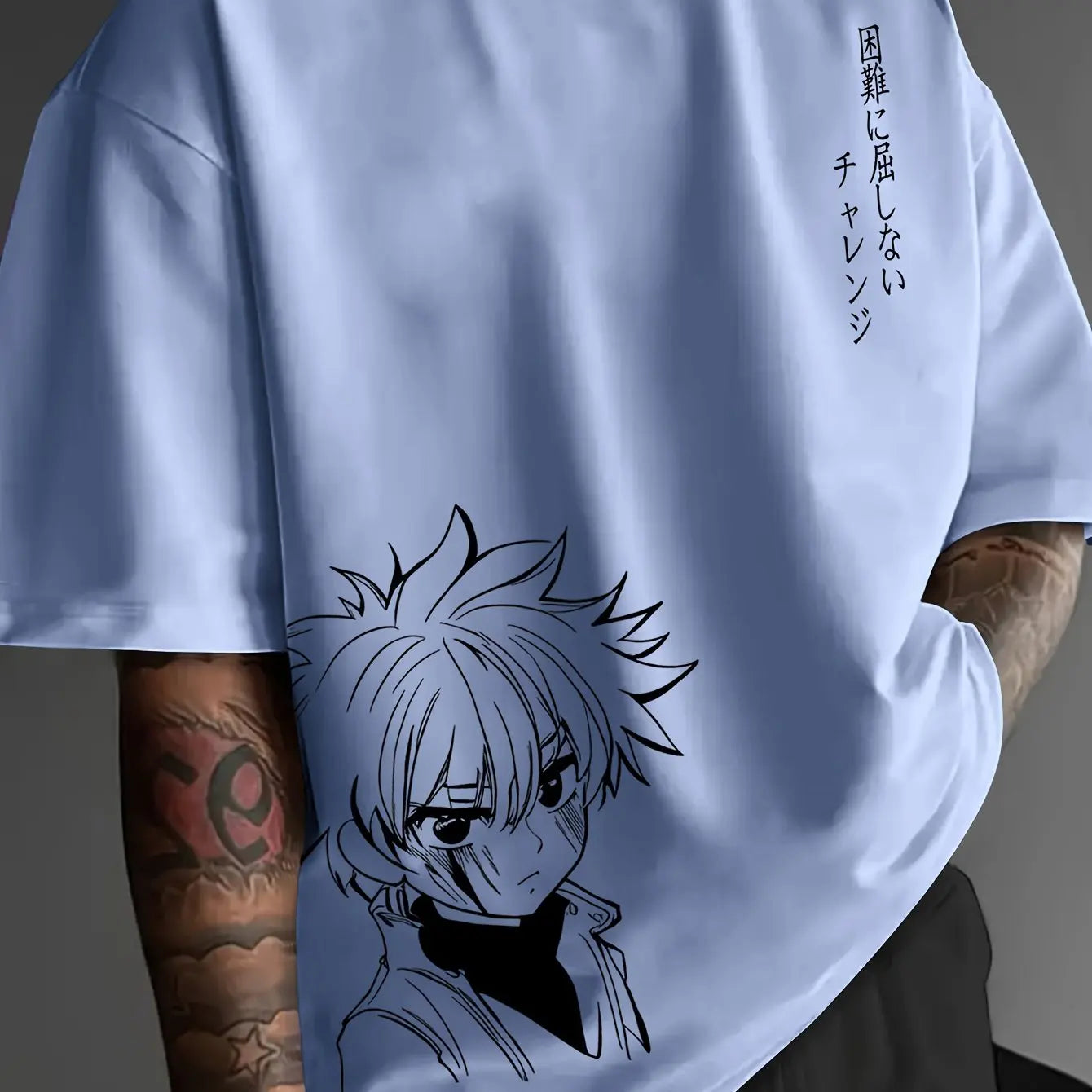 Men’s 100% Cotton Anime Character T-Shirt – Casual Loose Fit Tee