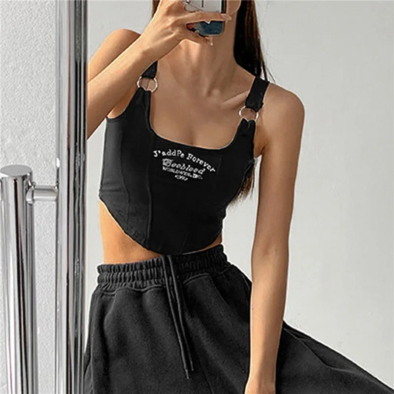 Y2K Embroidered Tank Top Women