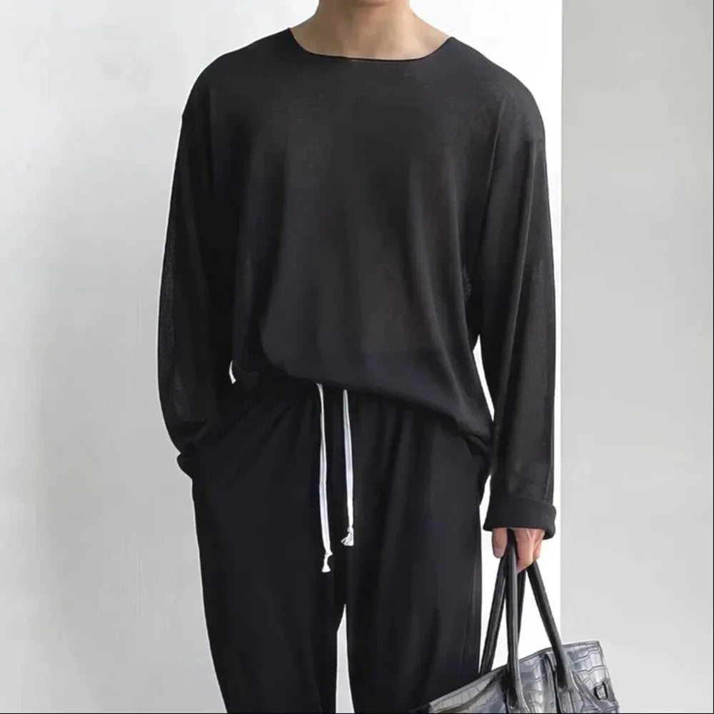 Men’s Long-Sleeve Basic T-Shirt – Casual Spring/Autumn Top