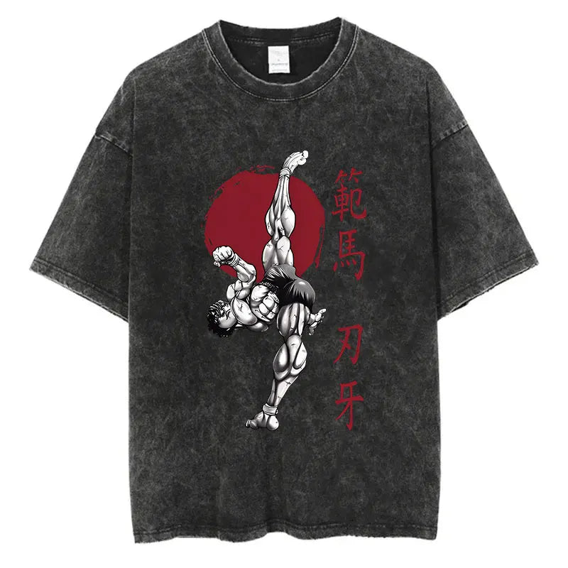 Anime Baki Haman T-Shirt – Men’s Harajuku Vintage 100% Cotton Oversize Tee