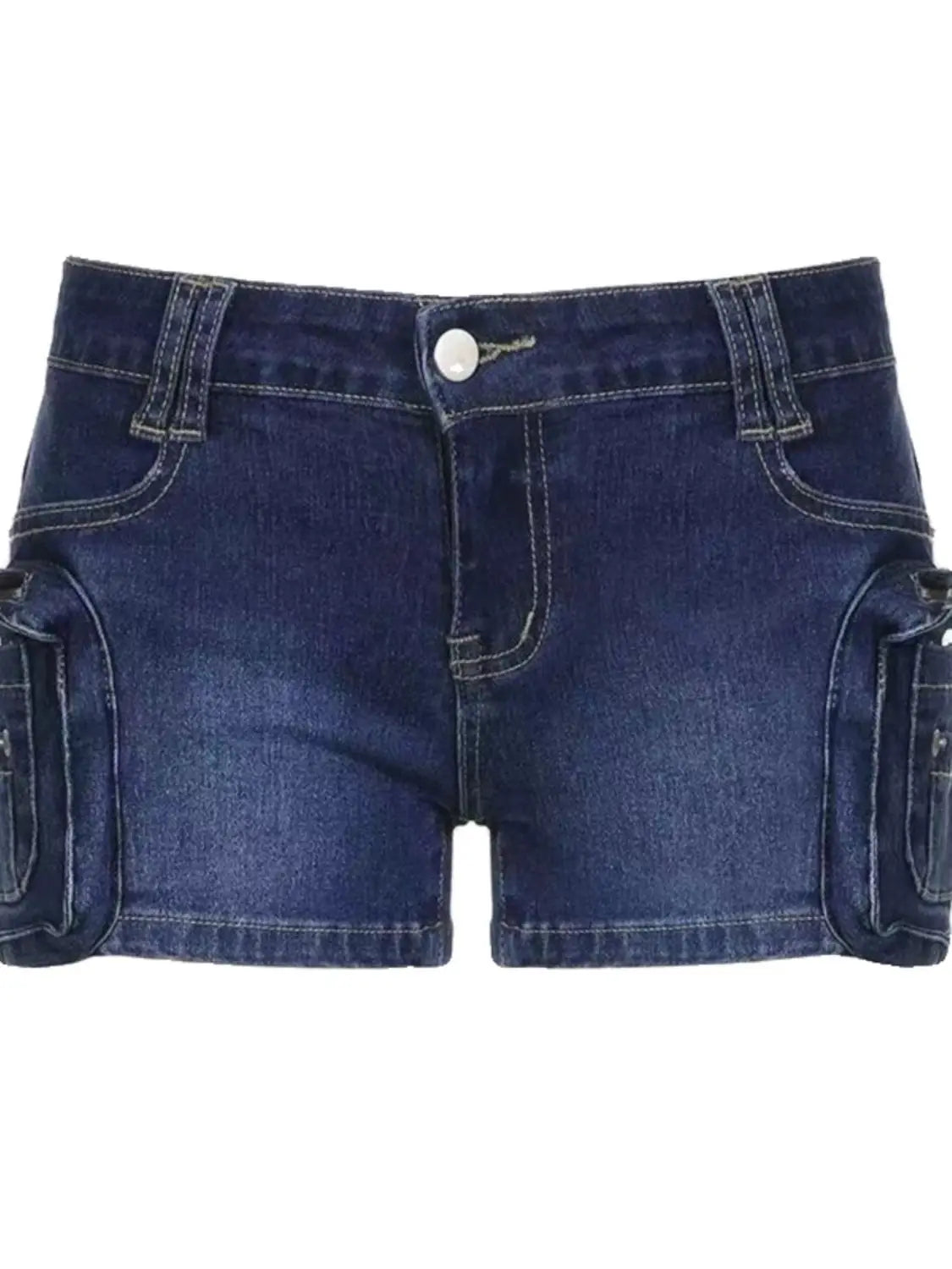 Y2K low-waist wide-leg denim shorts for women