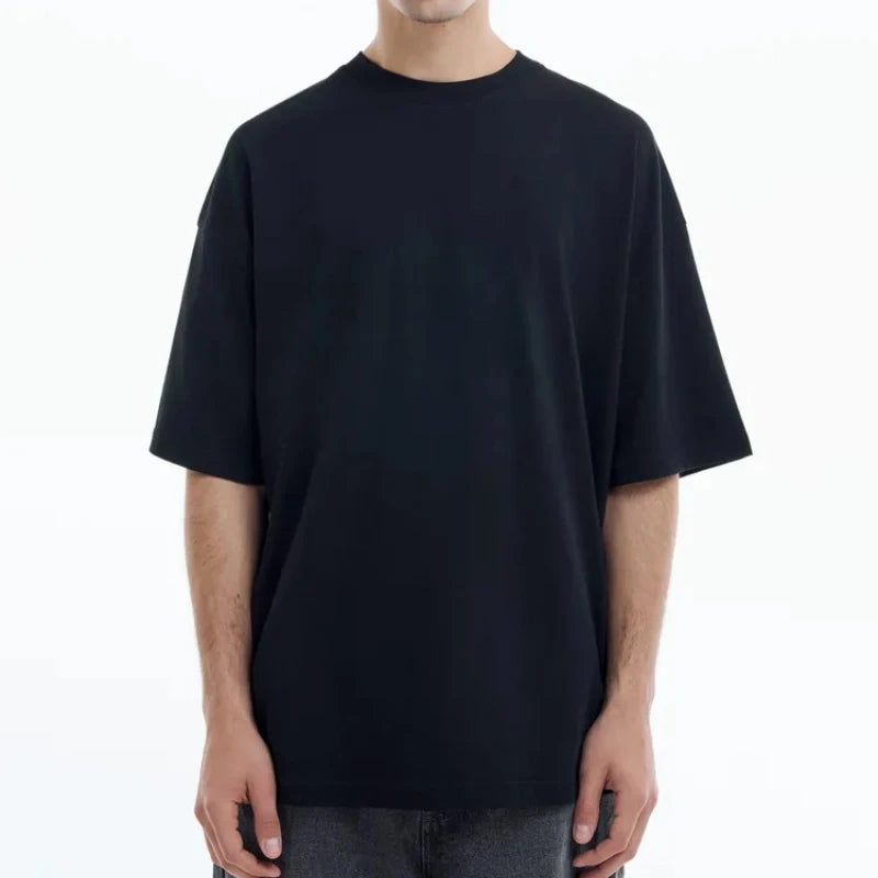 Men’s Solid Color Short Sleeve T-Shirt – Casual, Oversized, Breathable