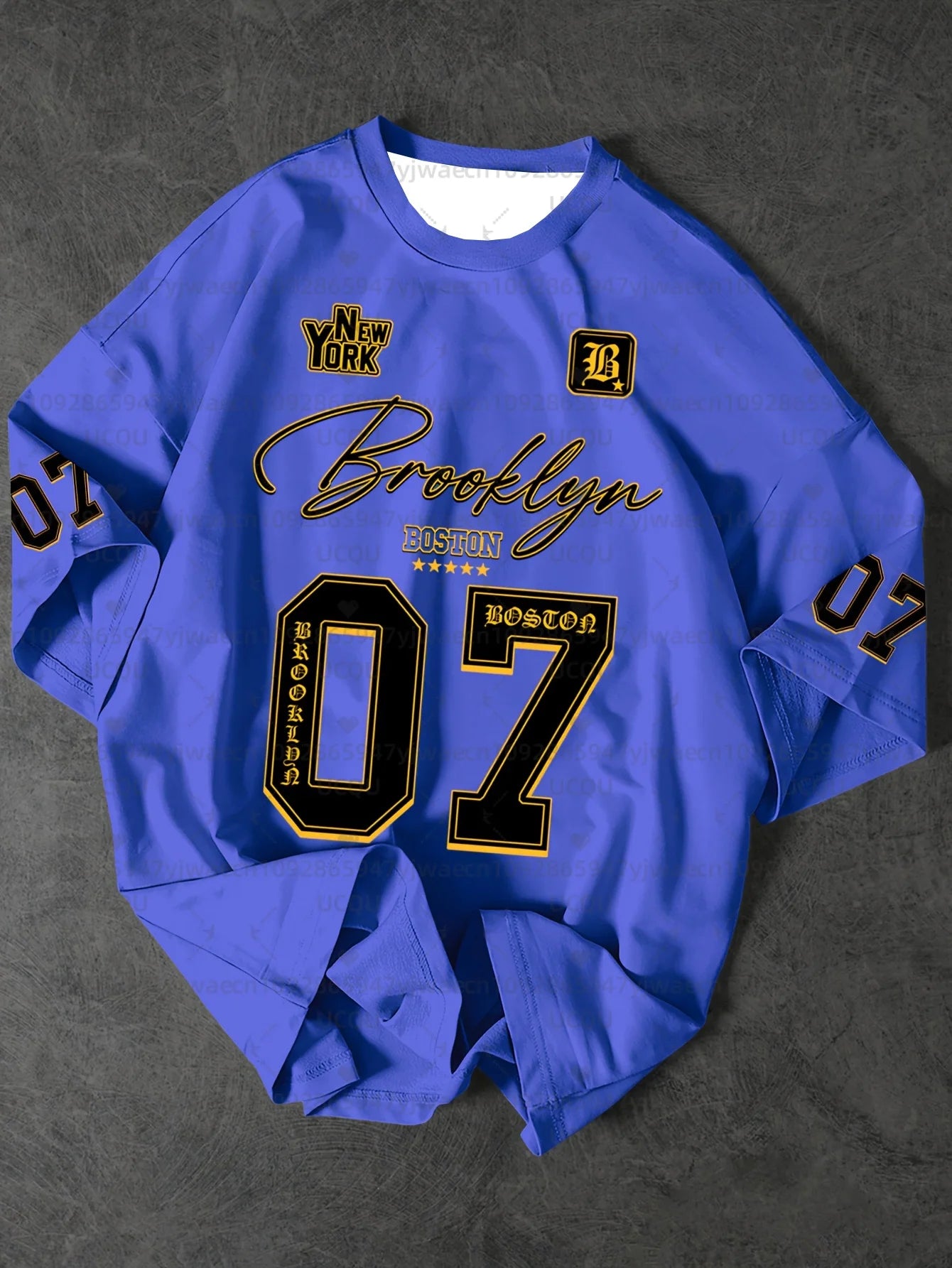 Men’s Brooklyn 07 Graphic Sports Tee – Short Sleeve Summer Jersey, Plus Size