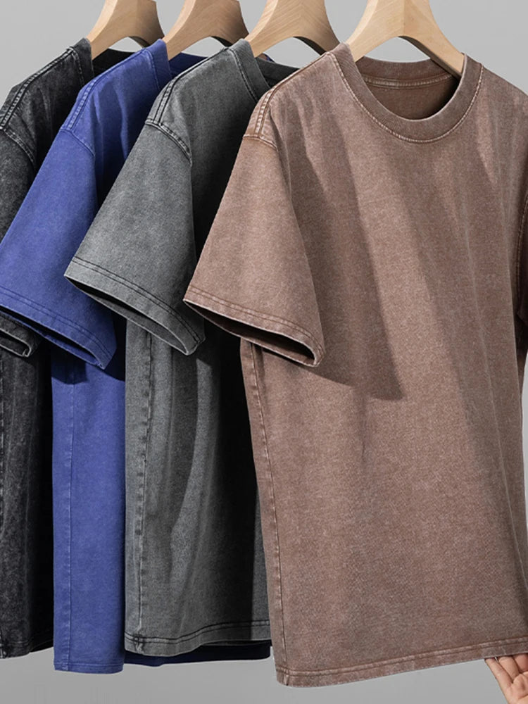 Unisex Washed Vintage T-Shirt – Retro Street Hip-Hop Style