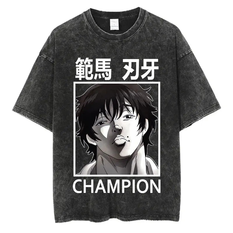 Anime Baki Haman T-Shirt – Men’s Harajuku Vintage 100% Cotton Oversize Tee