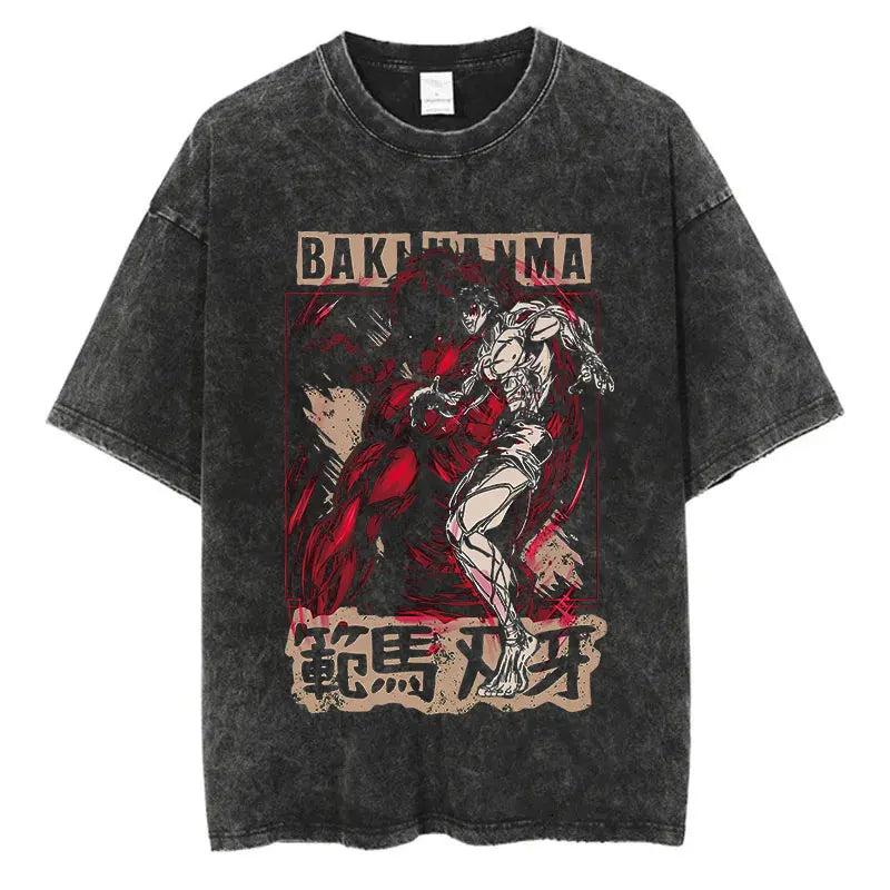 Anime Baki Haman T-Shirt – Men’s Harajuku Vintage 100% Cotton Oversize Tee