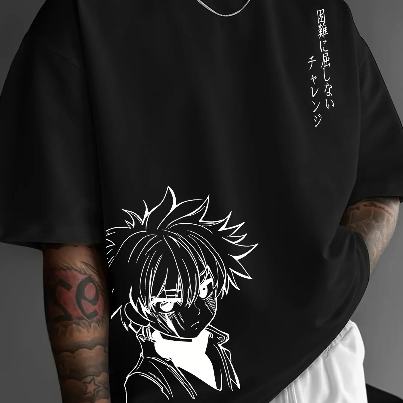 Men’s 100% Cotton Anime Character T-Shirt – Casual Loose Fit Tee