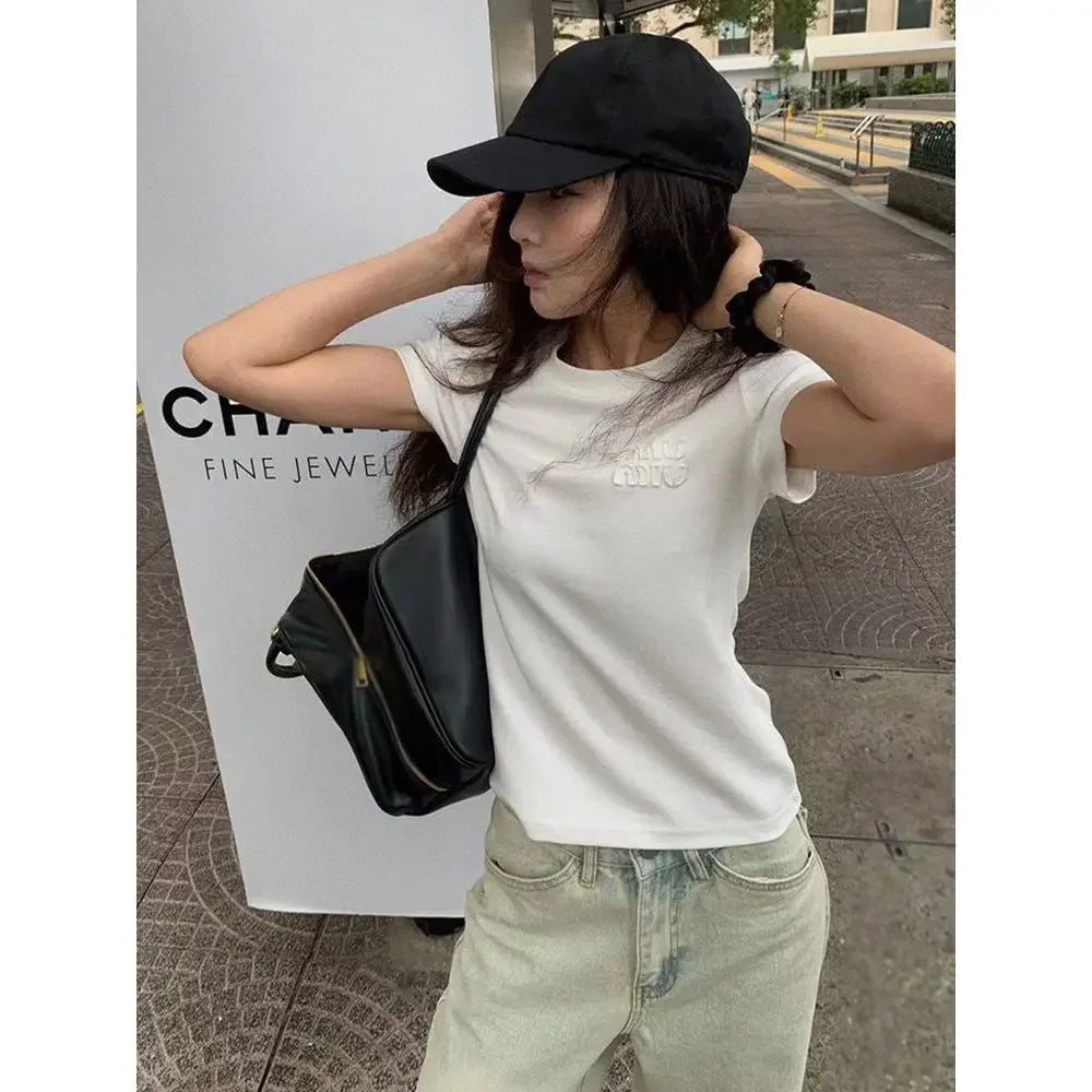 Women’s Crew Neck Short Sleeve T-Shirt – Slim Fit Cotton Summer Top