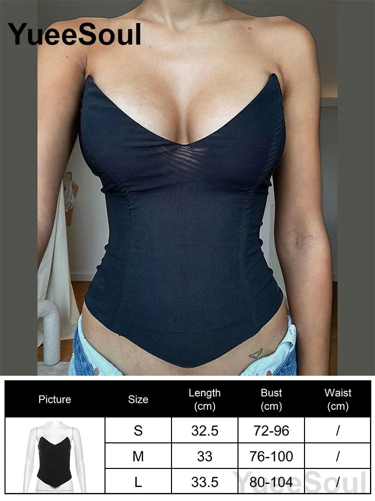 Sexy Slim Tube Crop Top Y2K