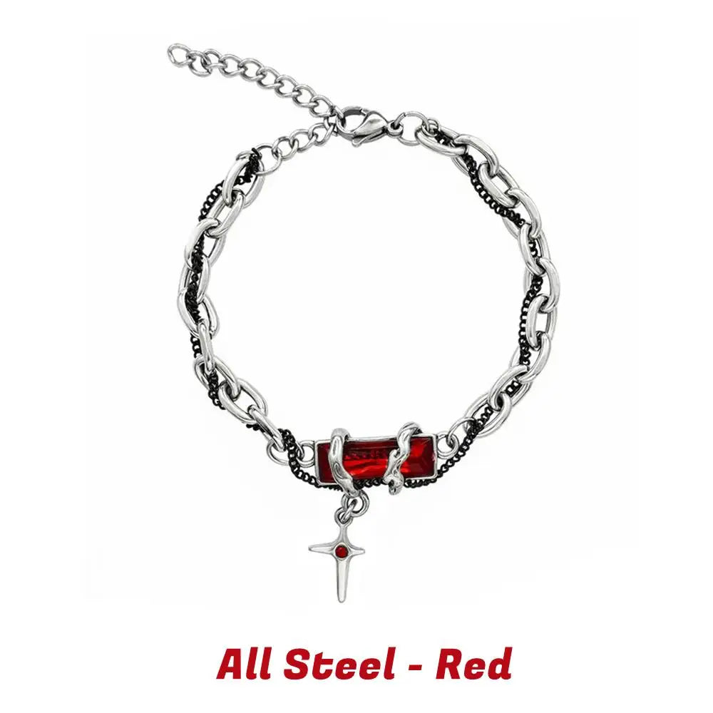 Retro Black Zircon Star Bracelet Unisex