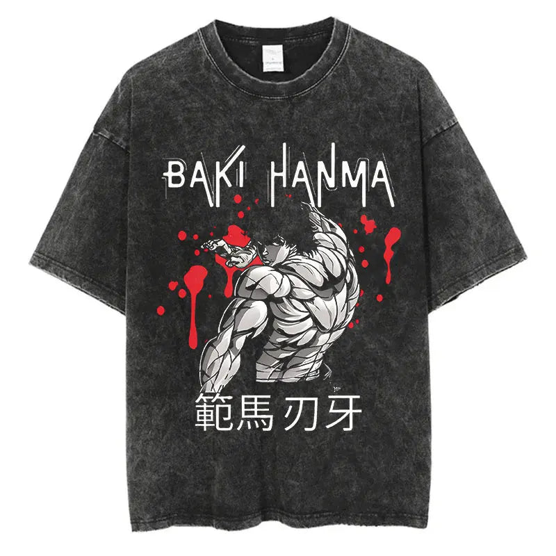 Anime Baki Haman T-Shirt – Men’s Harajuku Vintage 100% Cotton Oversize Tee