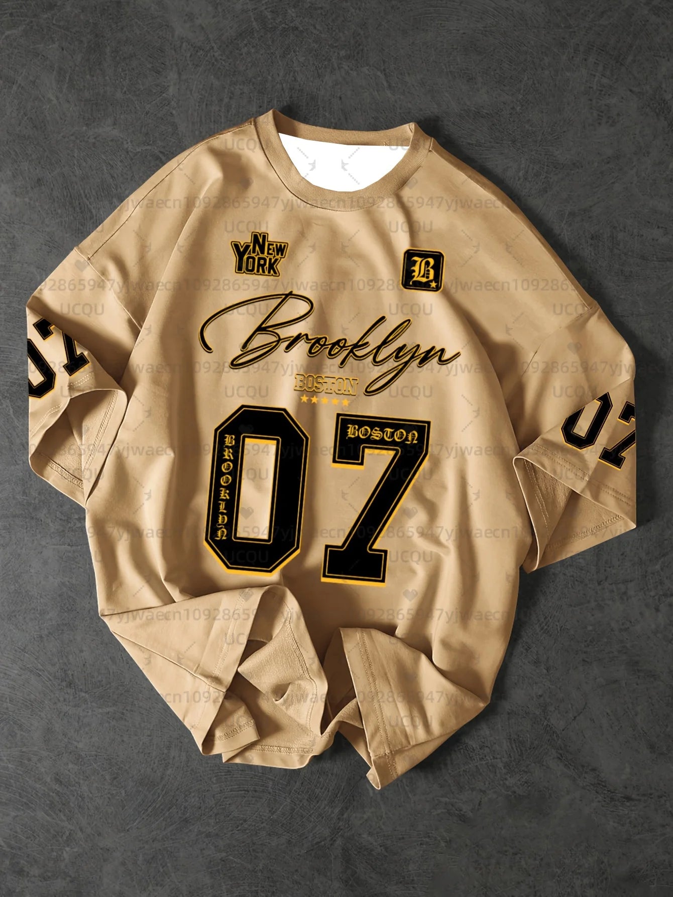 Men’s Brooklyn 07 Graphic Sports Tee – Short Sleeve Summer Jersey, Plus Size