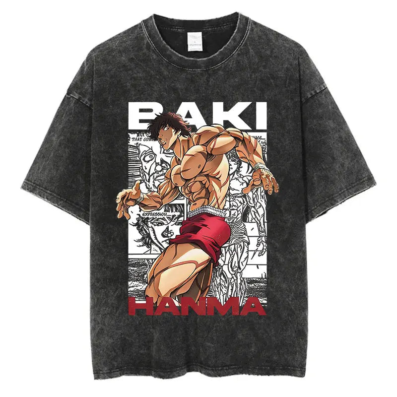 Anime Baki Haman T-Shirt – Men’s Harajuku Vintage 100% Cotton Oversize Tee
