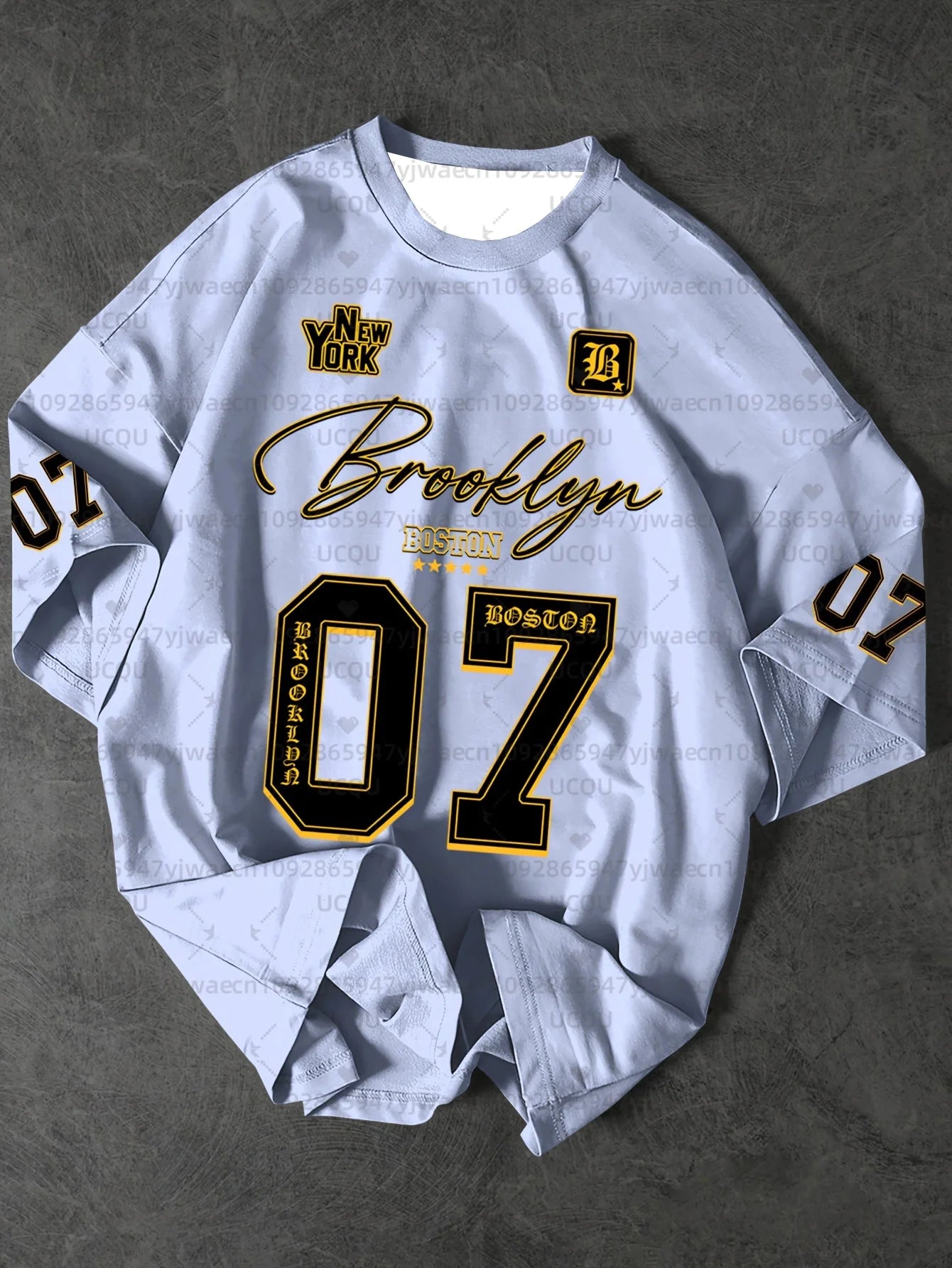 Men’s Brooklyn 07 Graphic Sports Tee – Short Sleeve Summer Jersey, Plus Size