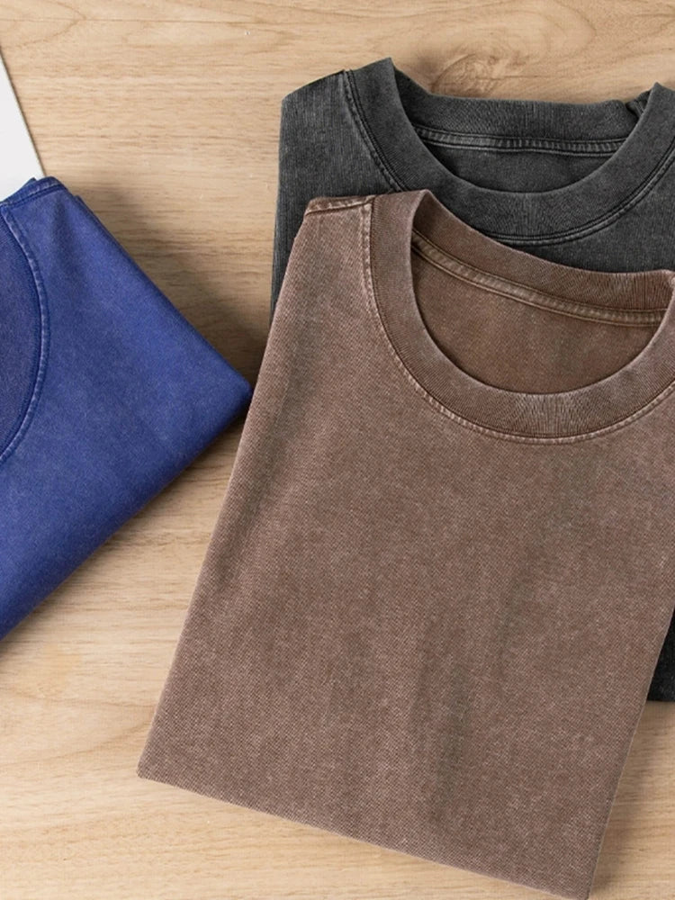 Unisex Washed Vintage T-Shirt – Retro Street Hip-Hop Style