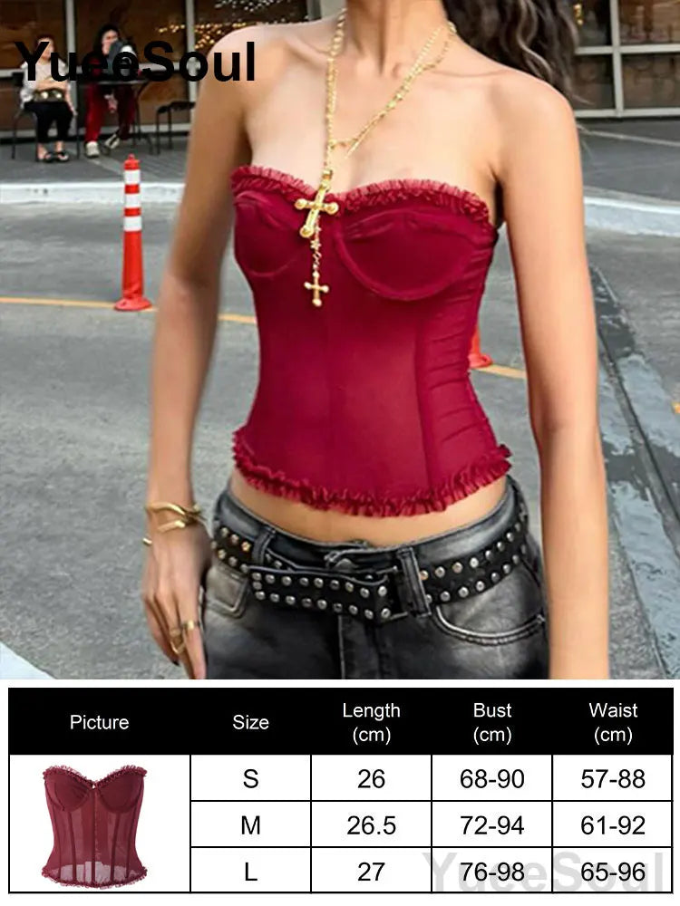 Sexy Slim Tube Crop Top Y2K