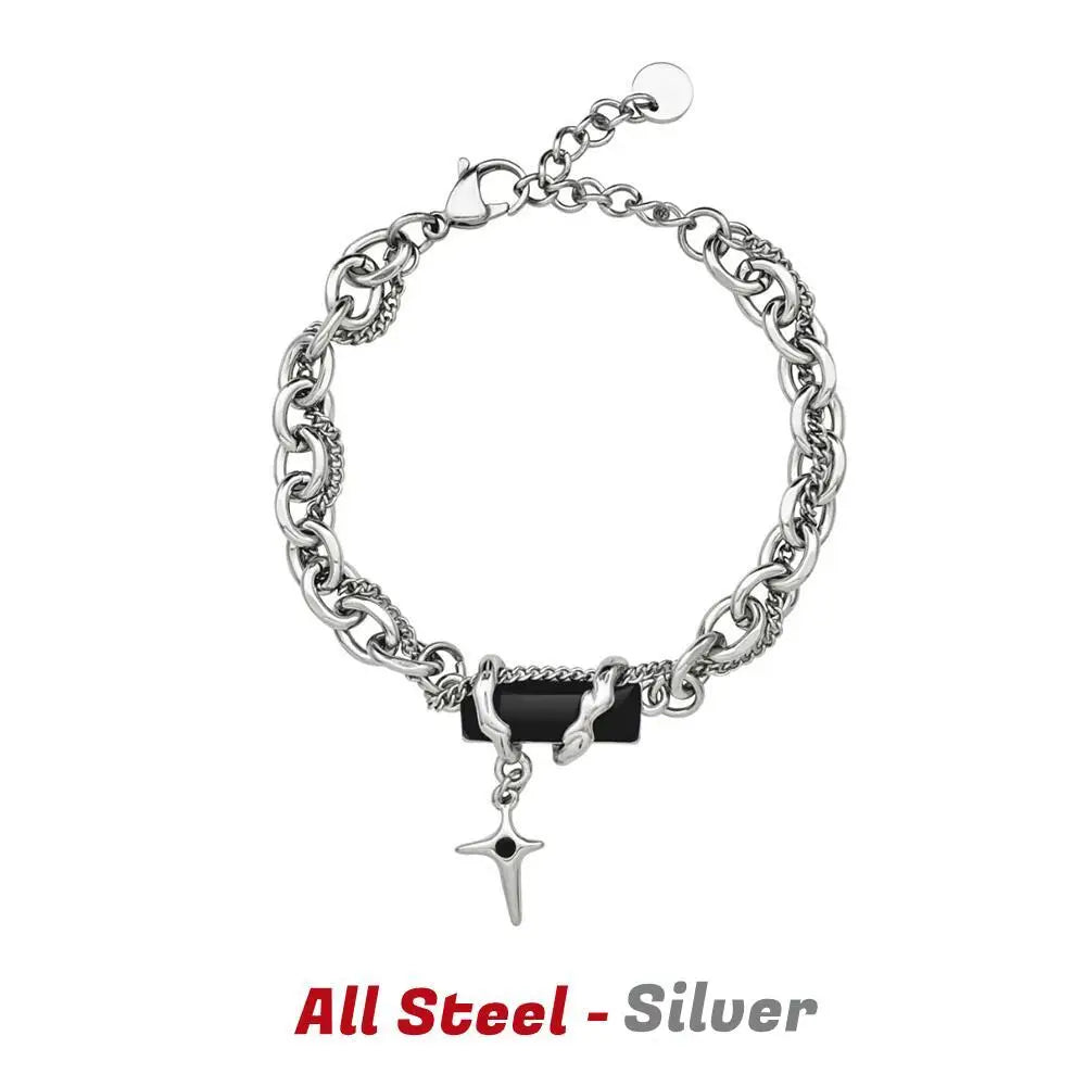 Retro Black Zircon Star Bracelet Unisex