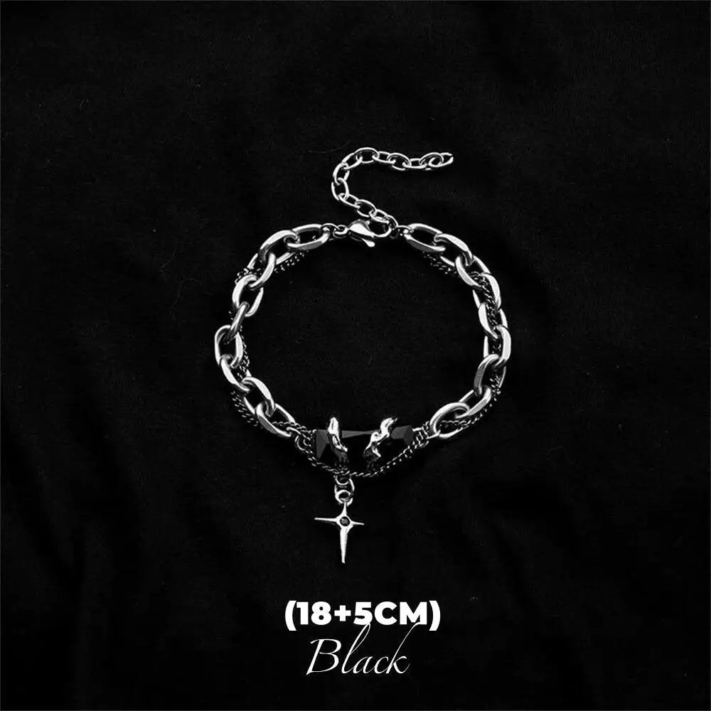 Retro Black Zircon Star Bracelet Unisex