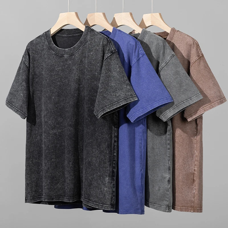 Unisex Washed Vintage T-Shirt – Retro Street Hip-Hop Style