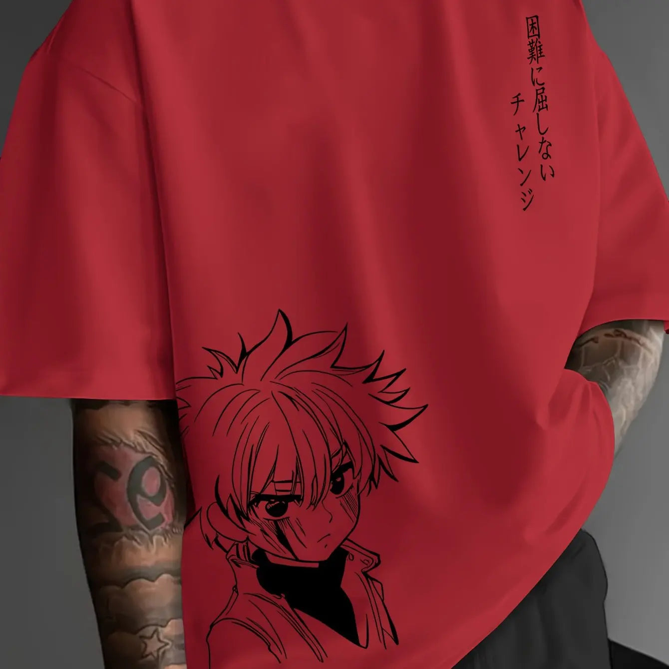 Men’s 100% Cotton Anime Character T-Shirt – Casual Loose Fit Tee
