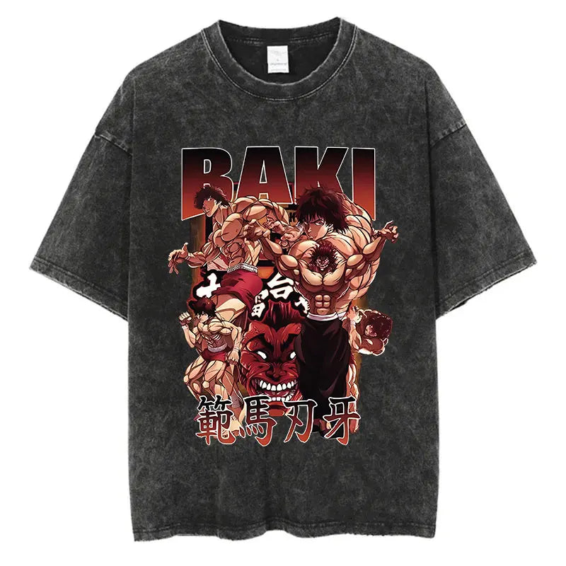 Anime Baki Haman T-Shirt – Men’s Harajuku Vintage 100% Cotton Oversize Tee