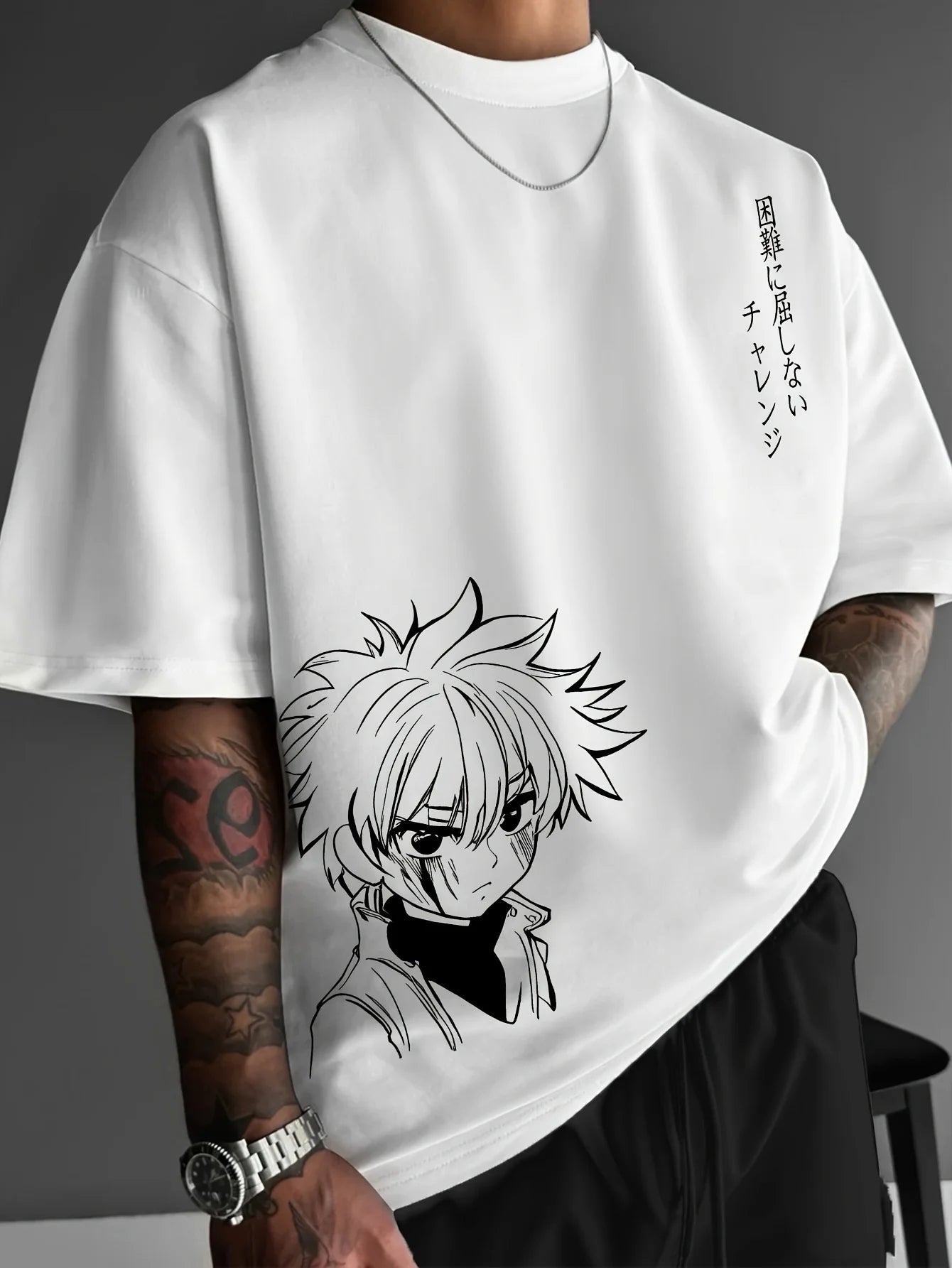 Men’s 100% Cotton Anime Character T-Shirt – Casual Loose Fit Tee