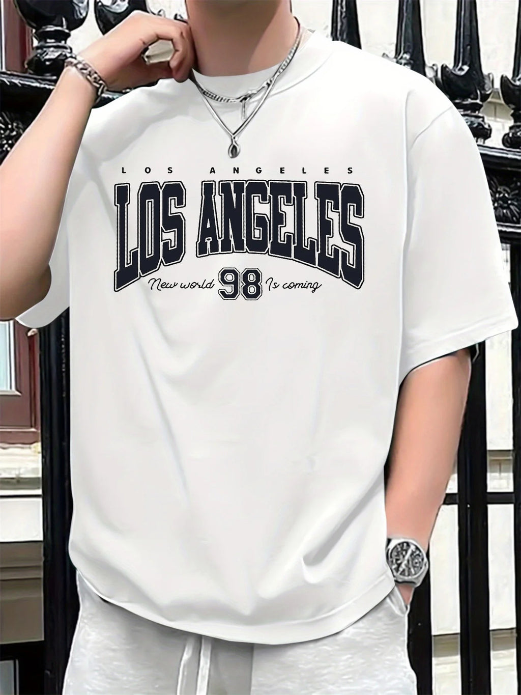 Camiseta gráfica Los Angeles 98 para hombre, 100% algodón