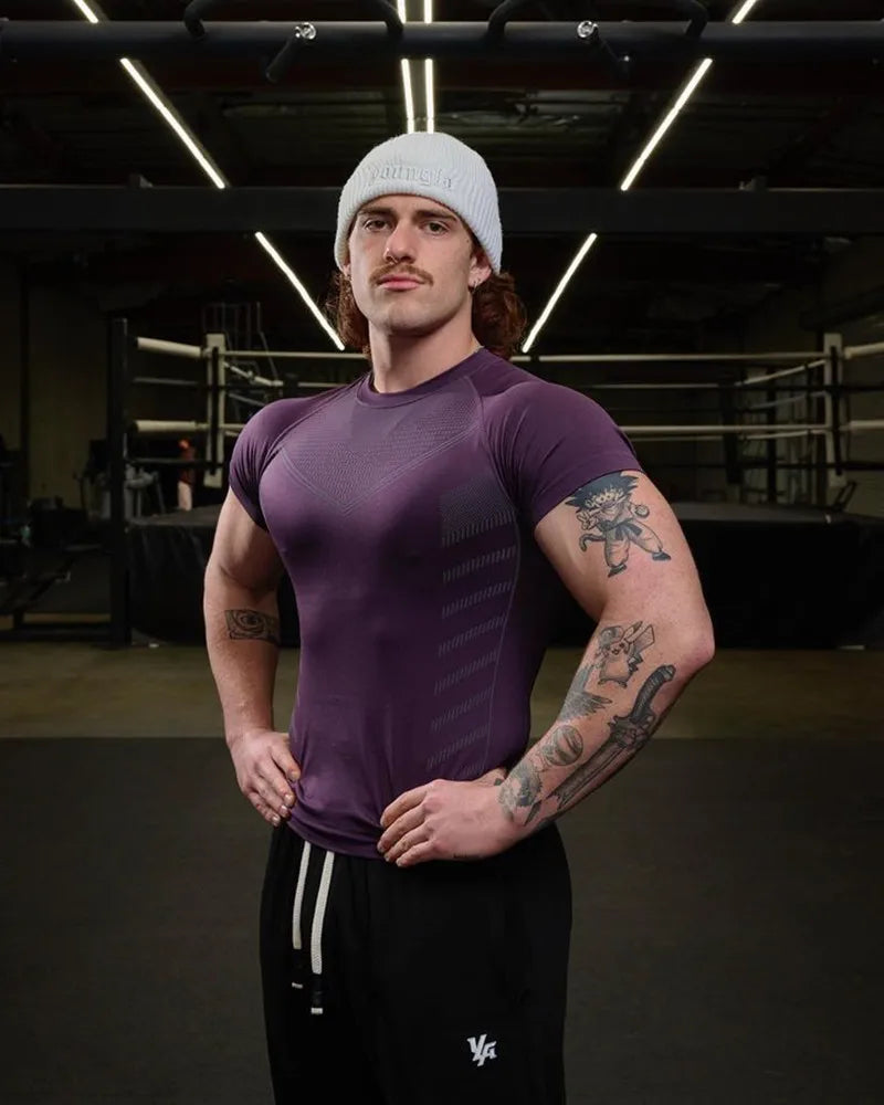 Men’s Quick-Dry Spandex Running T-Shirt – Short Sleeve Gym Fitness Top