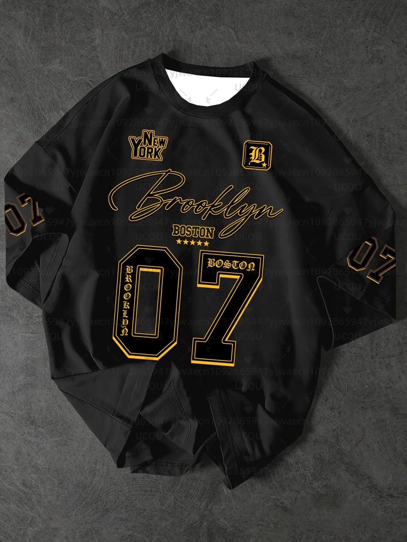 Men’s Brooklyn 07 Graphic Sports Tee – Short Sleeve Summer Jersey, Plus Size