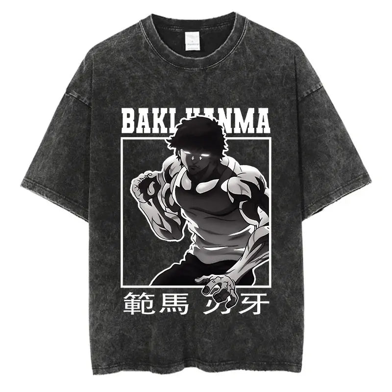 Anime Baki Haman T-Shirt – Men’s Harajuku Vintage 100% Cotton Oversize Tee