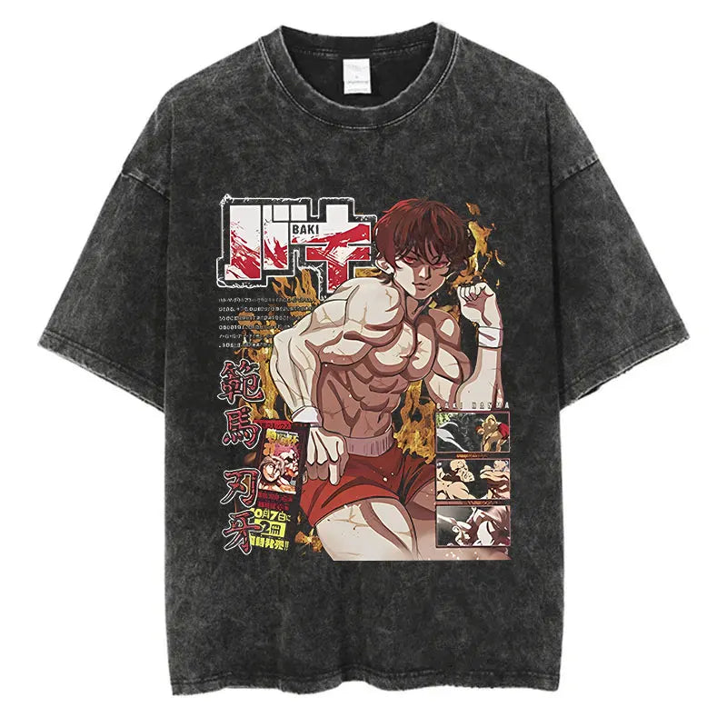 Anime Baki Haman T-Shirt – Men’s Harajuku Vintage 100% Cotton Oversize Tee