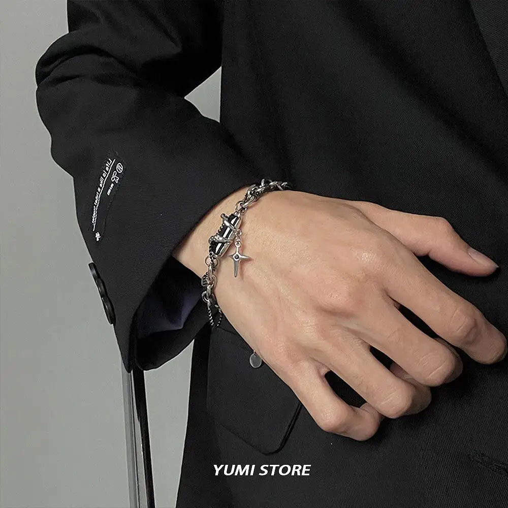 Retro Black Zircon Star Bracelet Unisex