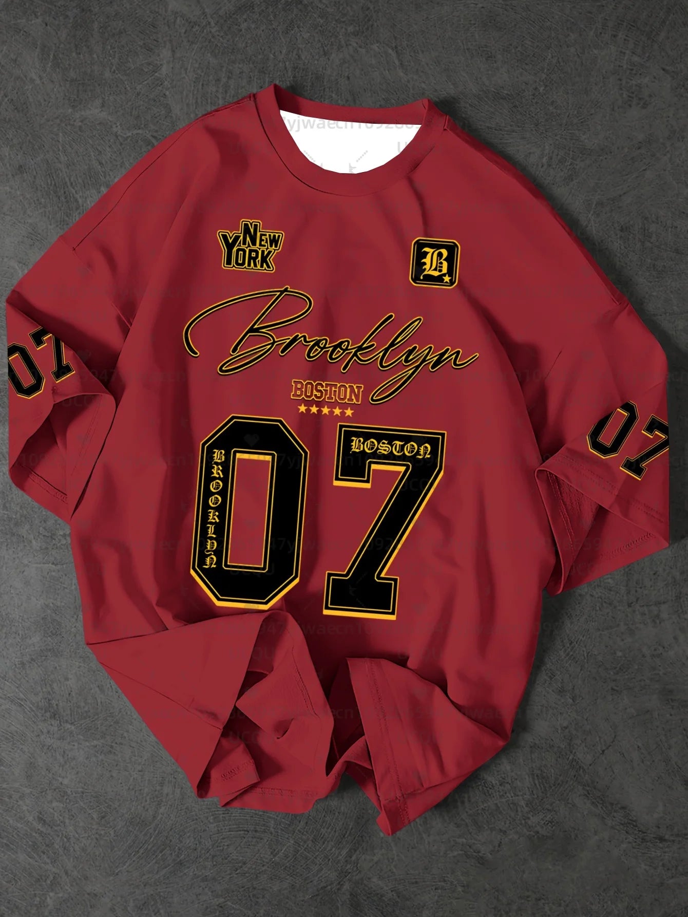 Men’s Brooklyn 07 Graphic Sports Tee – Short Sleeve Summer Jersey, Plus Size