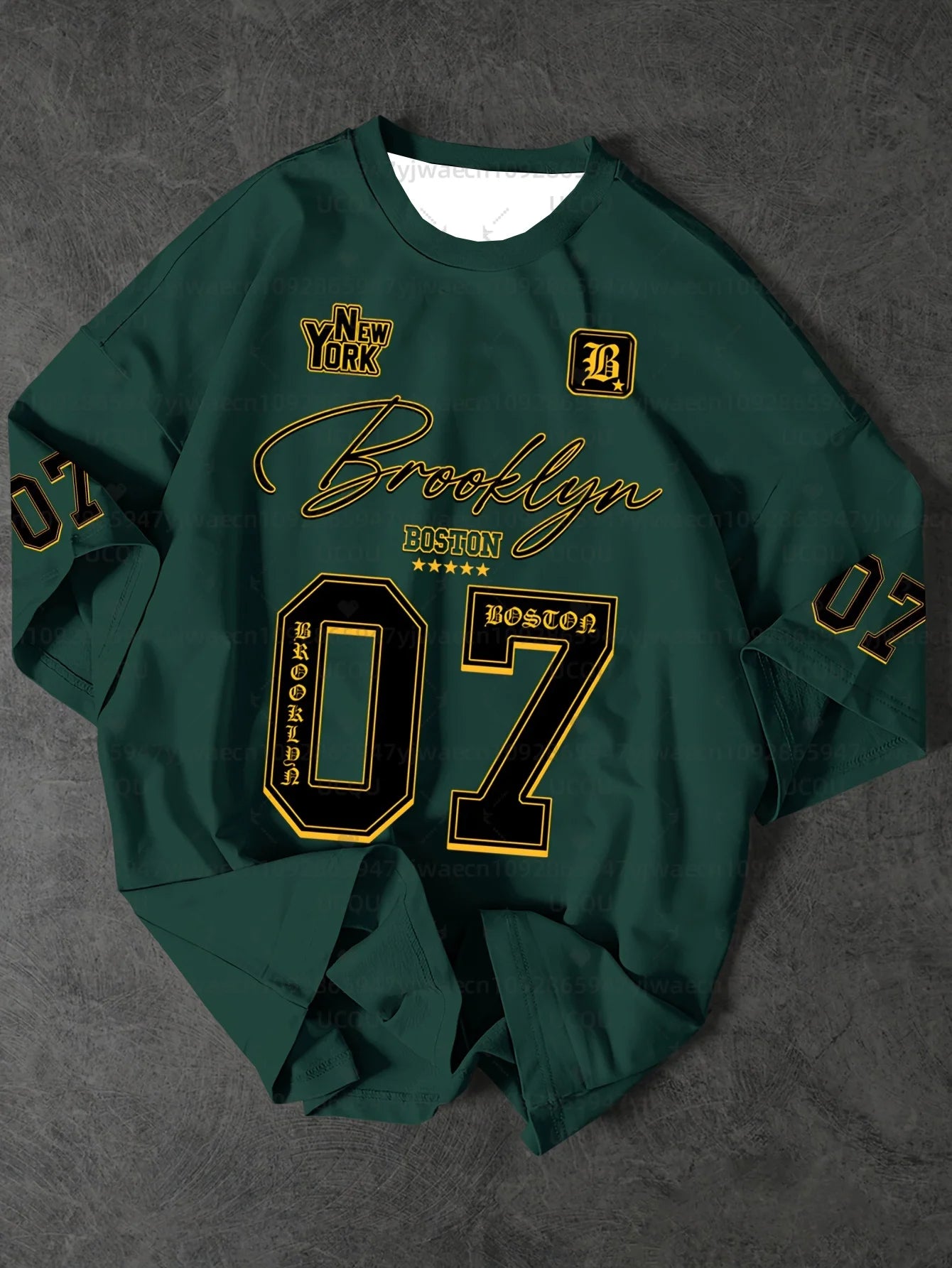 Men’s Brooklyn 07 Graphic Sports Tee – Short Sleeve Summer Jersey, Plus Size