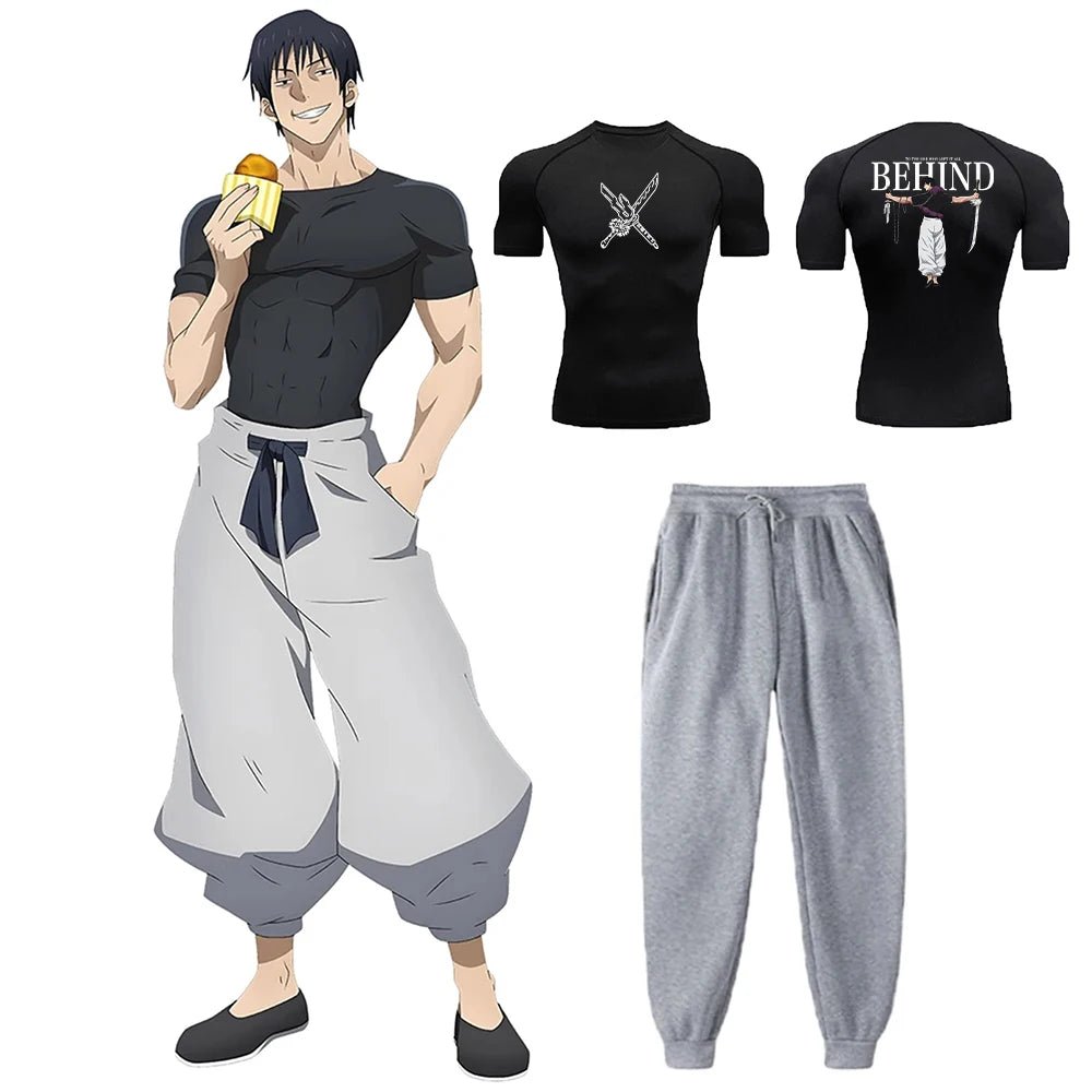 Anime Jujutsu Kaisen Toji Compression Set – Men’s Quick - Dry Tee & Sweatpants - Lia_Store