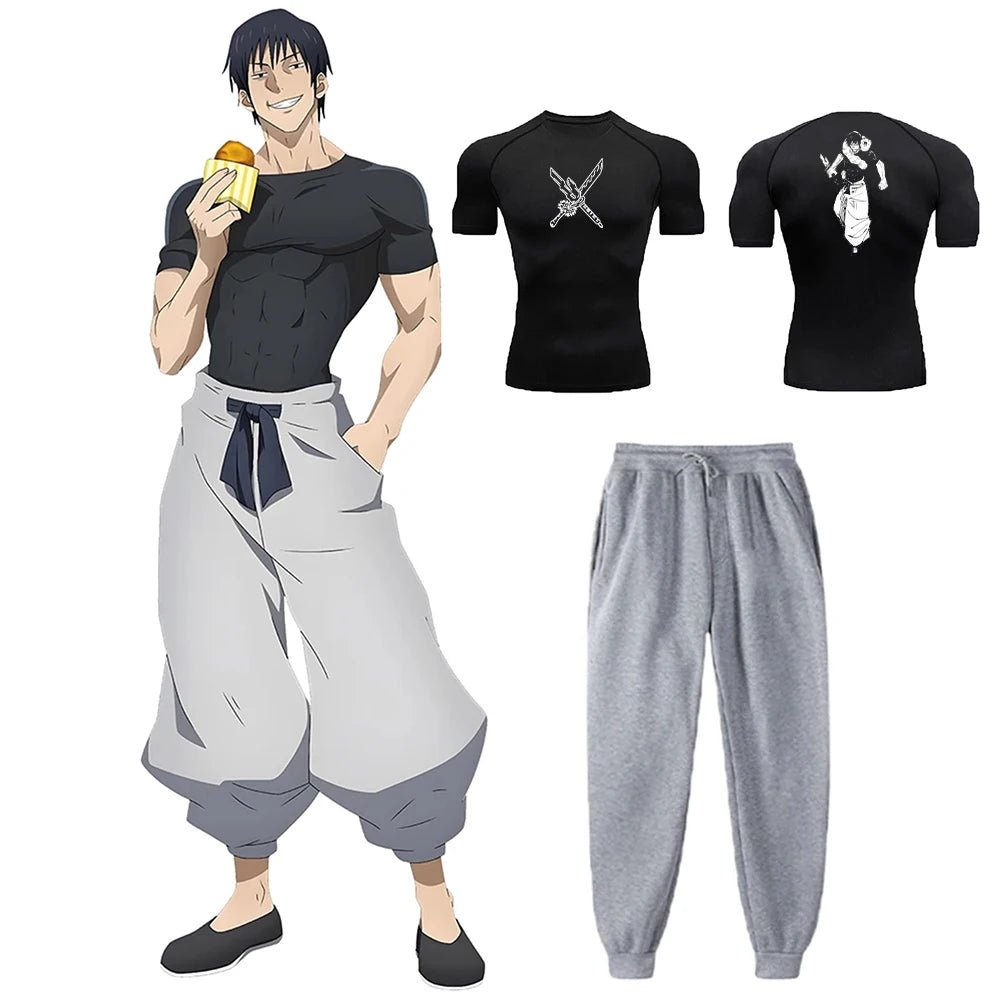 Anime Jujutsu Kaisen Toji Compression Set – Men’s Quick - Dry Tee & Sweatpants - Lia_Store