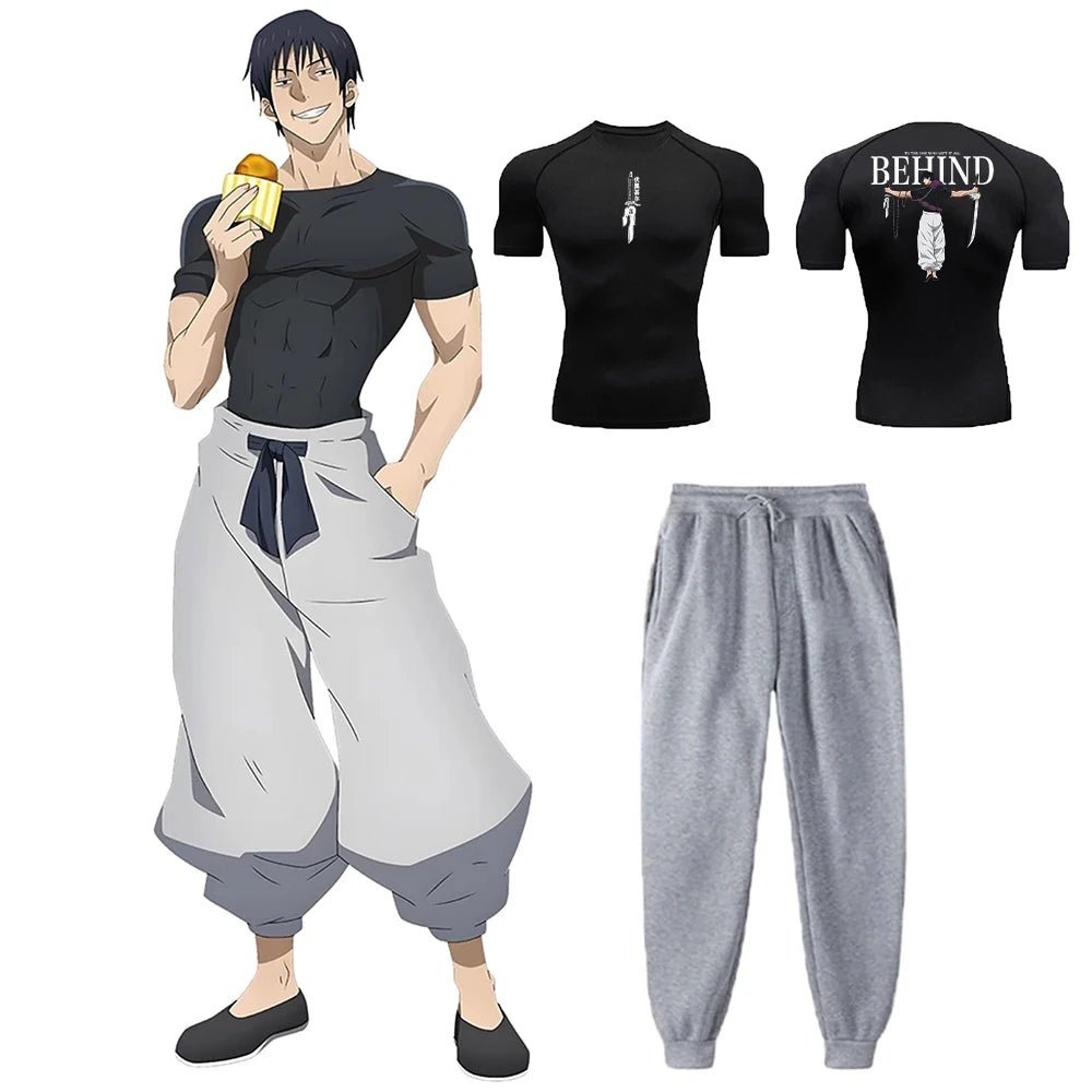Anime Jujutsu Kaisen Toji Compression Set – Men’s Quick - Dry Tee & Sweatpants - Lia_Store
