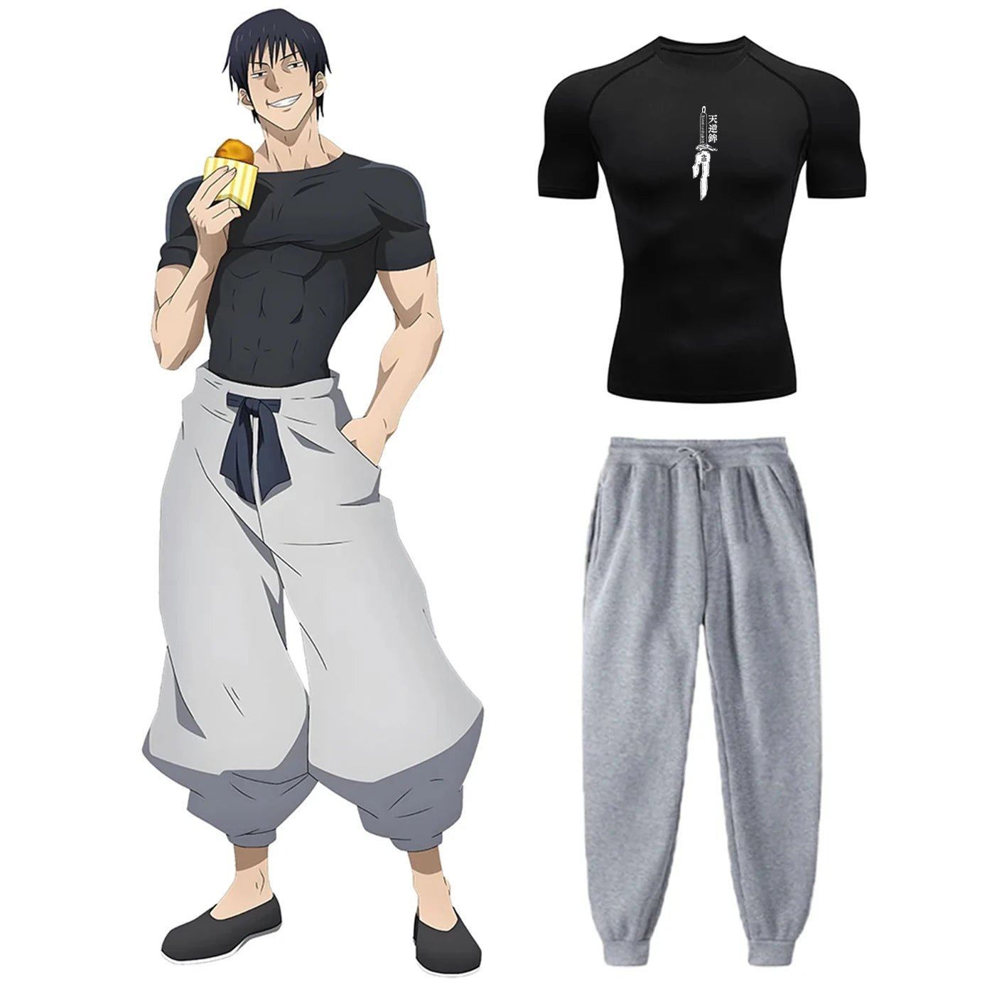 Anime Jujutsu Kaisen Toji Compression Set – Men’s Quick - Dry Tee & Sweatpants - Lia_Store