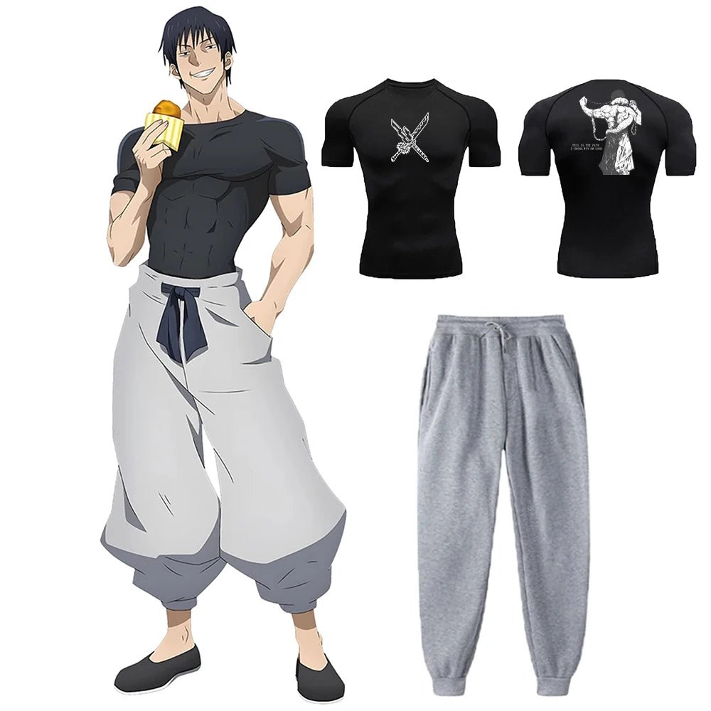 Anime Jujutsu Kaisen Toji Compression Set – Men’s Quick - Dry Tee & Sweatpants - Lia_Store