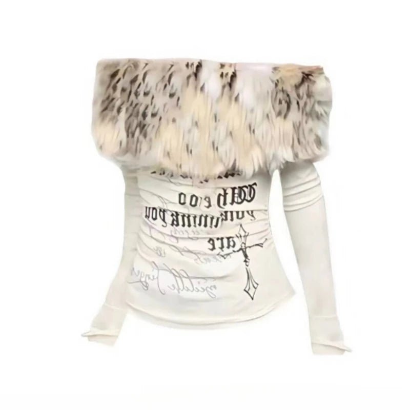 Autumn Winter Coquette Off - Shoulder Tee - Lia_Store