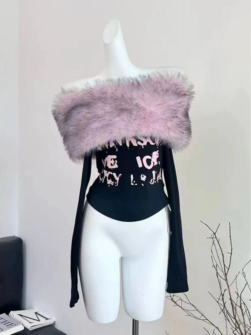 Autumn Winter Coquette Off - Shoulder Tee - Lia_Store